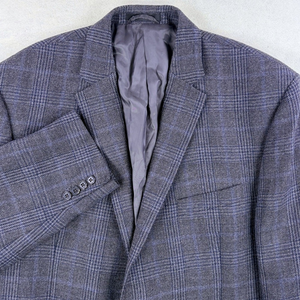 Lauren Ralph Lauren Mens 48R Grey Blue Glen Plaid Wool Blend Blazer Sport Coat